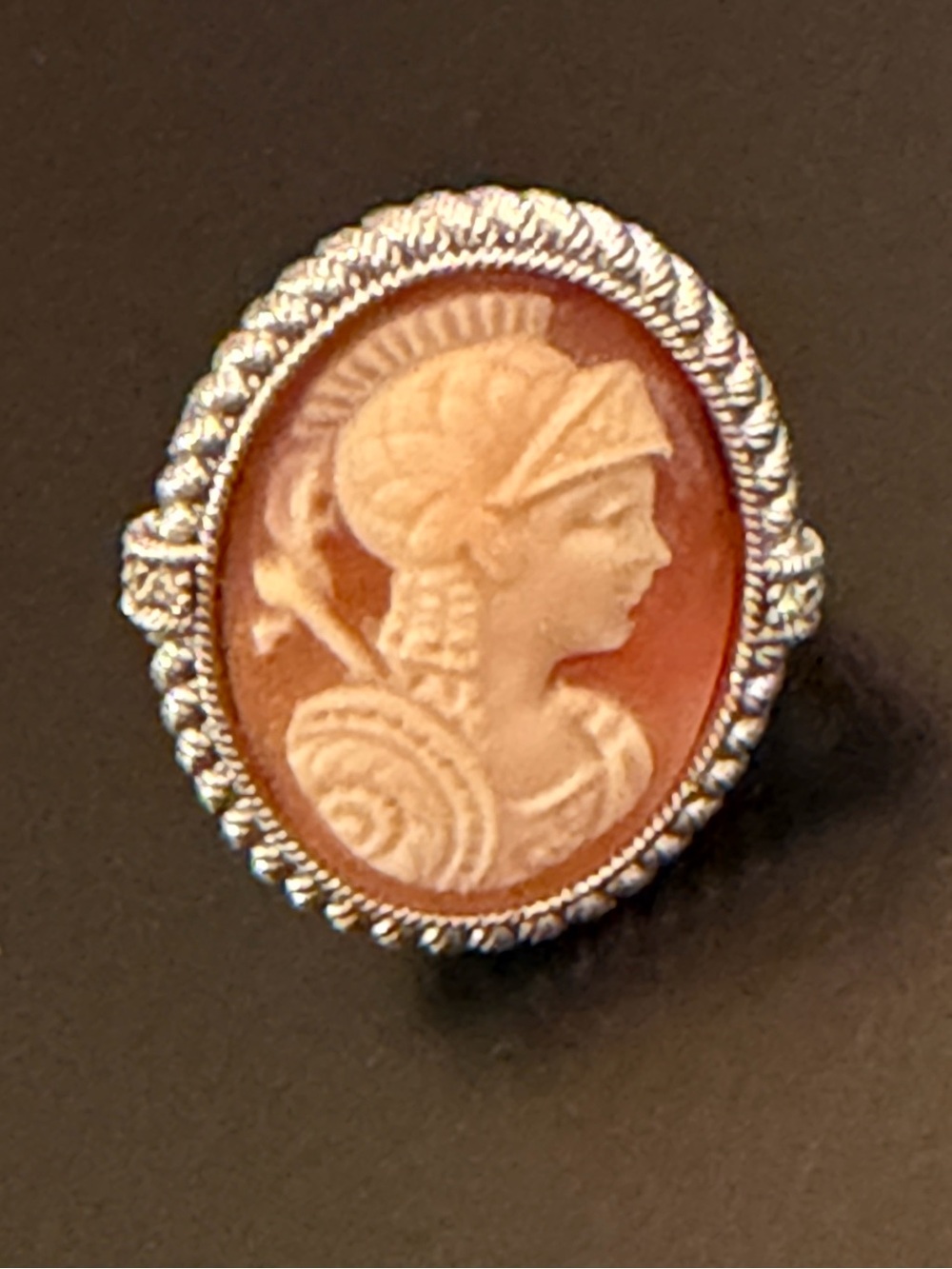 Judith Ripka Genuine Cameo & CZ Sterling Silver 925 Ring Made In Italy Size 7